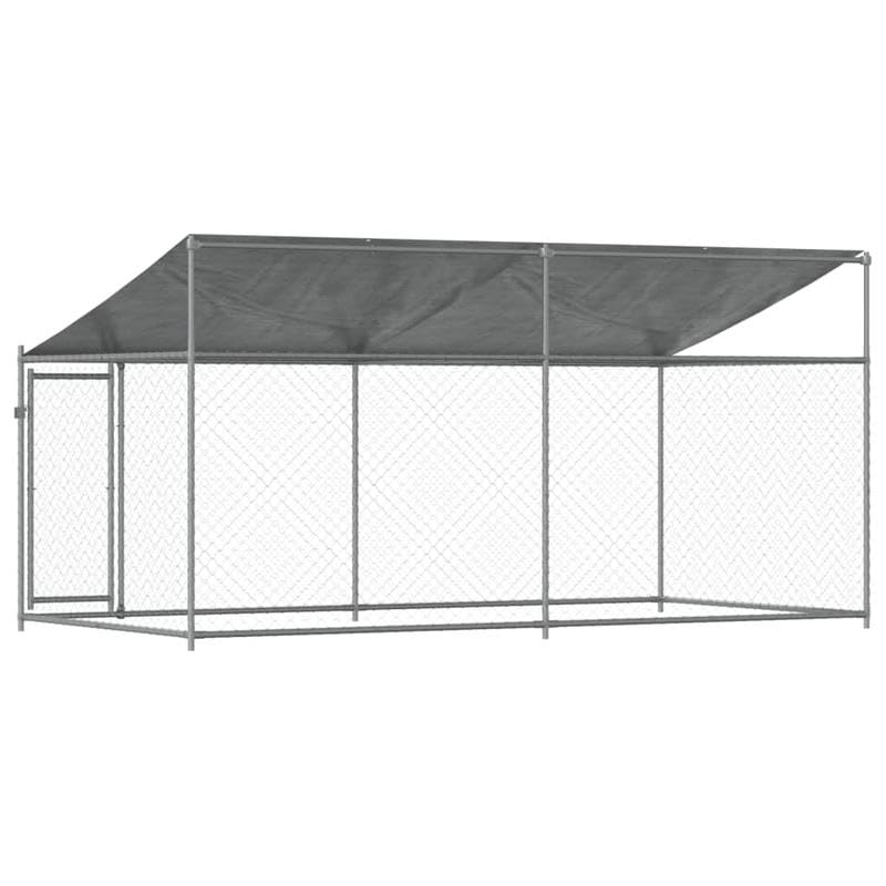 Eleganz Hundezwinger aus verzinktem Stahl 4x2x2 m mit Dach und Tür – Robuster und wetterfester Auslauf für Hunde im Garten