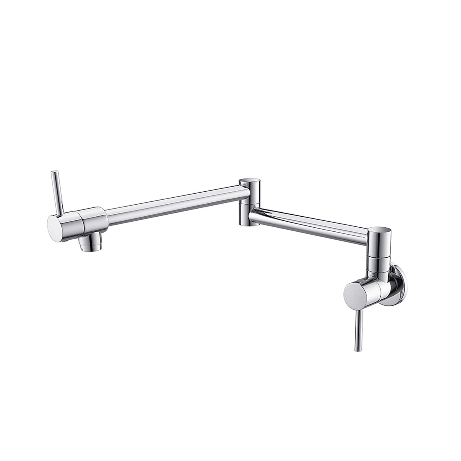 Yjyjy Chrome Faucet/Tap,Pot Filler Faucet Wall Mount Brass Kitchen Faucet Folding Stretchable Double Joint Swing Arm Kitchen Sink Faucet Two Handle Single Cold Retro Faucets For Kitchen Sinks