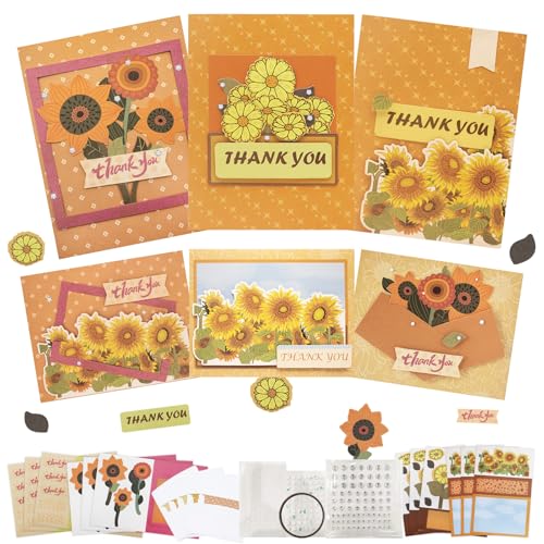 CREATIVETREES Card Making Kits Greeting Cards DIY Sunflower Thank You Cards with Envelopes, 9 Sets, Includes Wedding Thank You Cards, Sunflower Birthday Cards