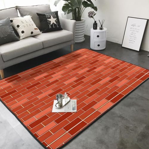 Alfombra de felpa de 203 x 147 cm con textura de ladrillo rojo y manta de piel sintética grande 3