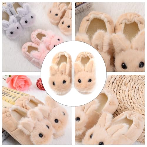 CLISPEED Cute Rabbit Face Slippers Non-slip Boy Girl's Slippers for Teens Winter Household4
