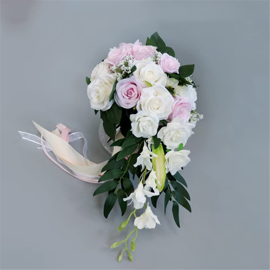 Bouquet de gouttes d'eau rose de simulation multicolore pour mariée JFDBGU