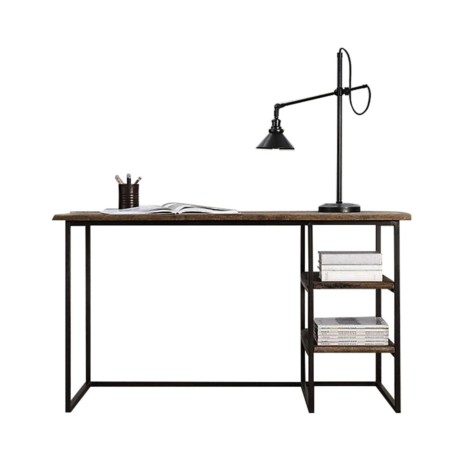 EINES Desk Game Table Home Office Desk Modern Minimalist Computer Desk Home Office Retro with Shelf Iron Desktop Laptop Workstation(1.1 inches,1.2 meters)