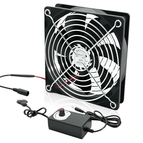 Ventilateur PC 120mm 12V pour Boîtier avec Alimentation Secteur & Variateur de Vitesse Continu (2750 tr/min) -Ventilateur Silencieux et Puissant pour...