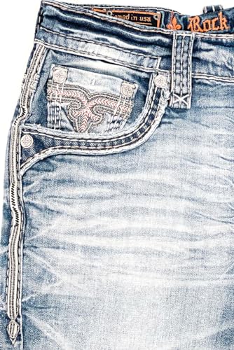 Rock Revival - Mens Deen RP2326 Straight Jeans, Color Denim, Size: 38W x 34L4