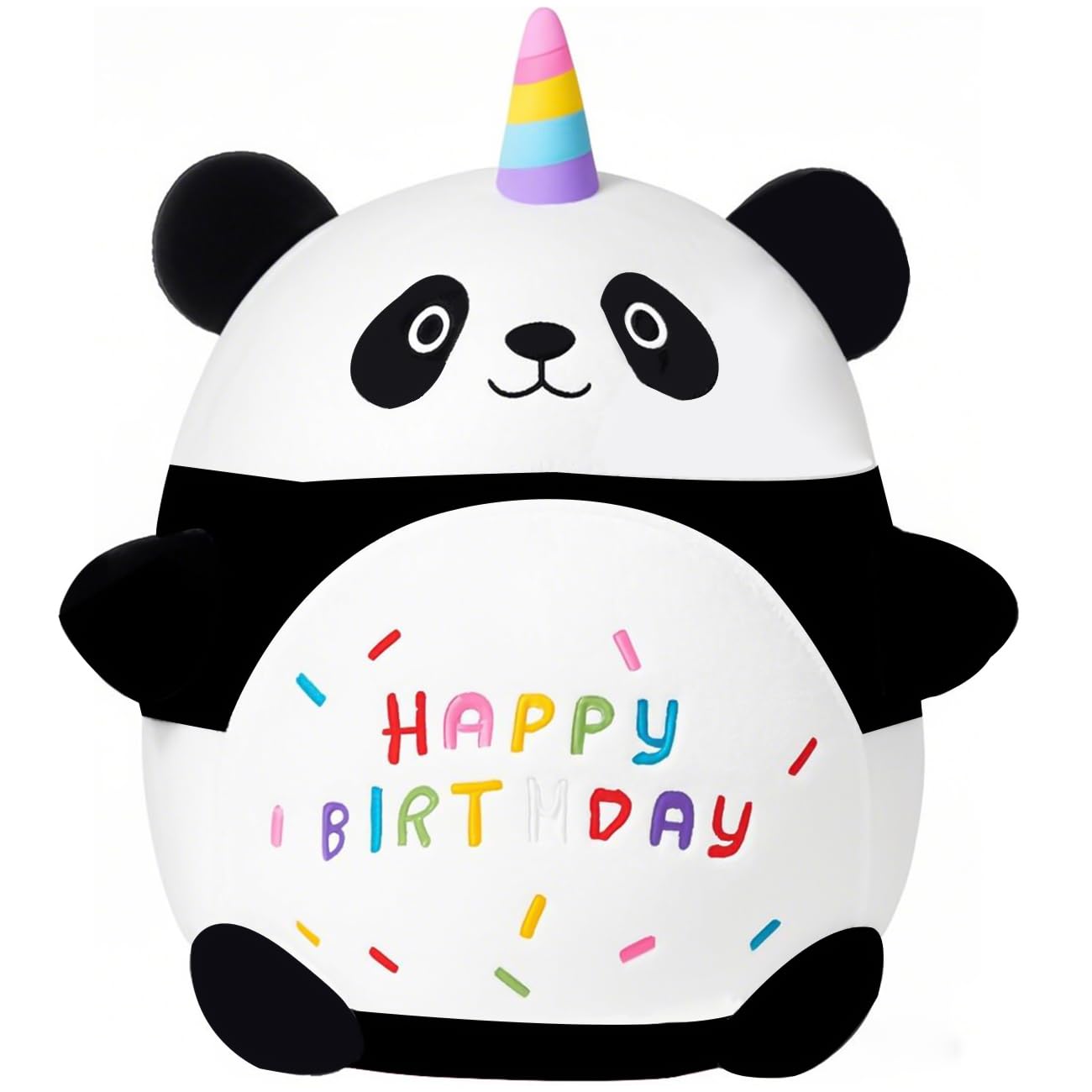 Peluche Panda, Peluche Personalizado, Panda Unicornio Peluches, Algodón PP Oso Unicornio Happy Birthday Panda para Cumpleaños, Navidad, Regalos de Fiesta, Niñas y Adultos