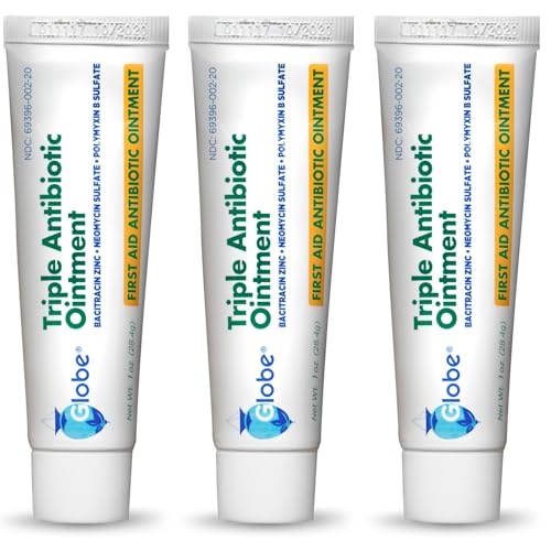 Globe (3 Pack 1oz Triple Antibiotic Ointment First Aid Ointment for Minor Scratches and Wounds and Prevents Infection Compare to The Active Ingredients of Leading Brand (3 Pack)