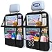 Oneyus Car Backseat Organizer with Table Tray(2-Pack) 9 Storage Pockets Backseat Car Organizer and storage with Tablet Holder, Kick Mats Back Seat Cover for Kids family Road Trip Essentials Travel