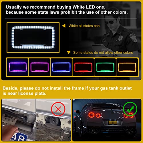 Follicomfy FO-QCCPK008-RED 12 V 54 Led Color Light License Plate Frame Acrylic Plastic License Plate Cover-Red thumb #5