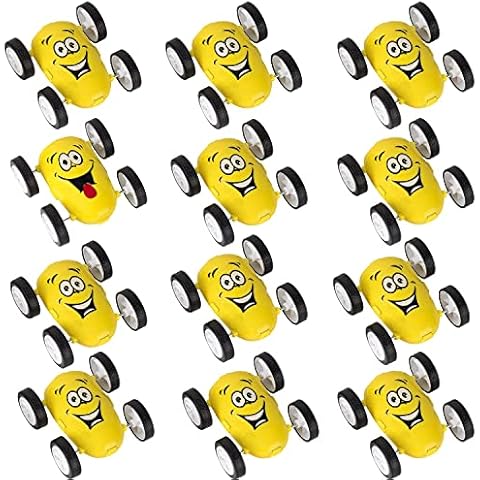 Toyrifik Friction Small Emoticon Stunt Toy Cars- Bulk 12 pack (1 Dozen) Party Favors, Goodie Bag Stuffers, Prize, For Kids and Toddlers Cover