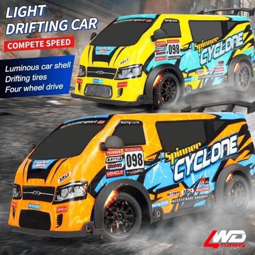 Image of RC Drift Car 1:24 Scale - High-Speed 25KM /H 4WD Remote Control Car with LED Lights, JDM Style Drifting Fun & USB Rechargeable Battery for Boys, Ideal Indoor Racing Gift
