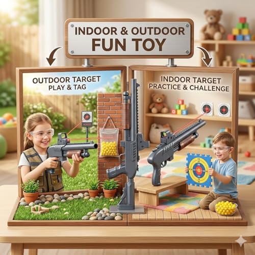Image of 1PCs Realistic Short Gun Toy for Kids 5+| 50PCS BB Bullets High Speed Long Range Shooting Rifle Bandook Toy for Boys & Girls Birthday Gift for Children Indoor| Outdoor Fun Activity Pistol Toys