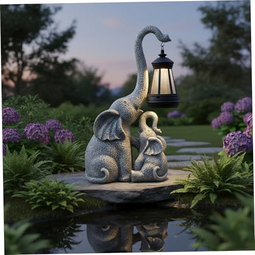 Statues de Jardin solaires éléphants pour illuminer une terrasse fleurie - 6