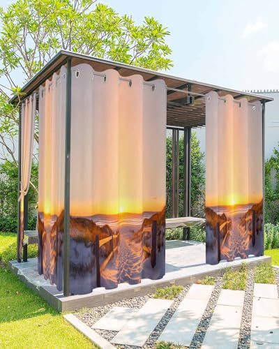 Qunlirancou Outdoor Curtains for Patio Waterproof, Summer Beach Windproof Pravicy