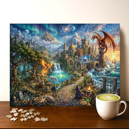 Myths and Legends Full View Jigsaw Puzzle - 500 Pieces Wooden Puzzle for Adults, Wall Art Gift, Finished Size: 20 x 15 Inch