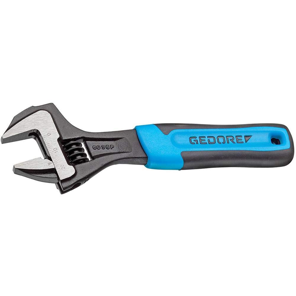 GEDORE Llave de una boca ajustable, Anchura de sujeción 30 mm (1,3/16 pulgadas), Escala de ajuste, Fosfatada, Empuñadura de plástico, 60 S 10 JP