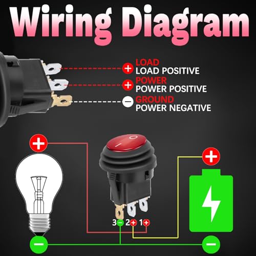 Image of BFXM Round Rocker Switch, Toggle Switch 12V, On Off Switch, SPST 3 Pin | Waterproof LED Lighted Automotive Power Switch, Marine Toggle Switch ,Automotive Replacement Electrical System Switches