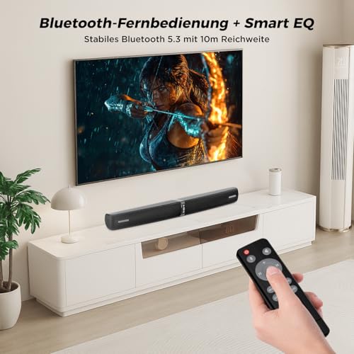 Detailliertes Anschluss-Panel der Yinet Soundbar zeigt HDMI ARC - Detailansicht von Yinet 2-in-1 Tower Soundbar BT 5.3 –...