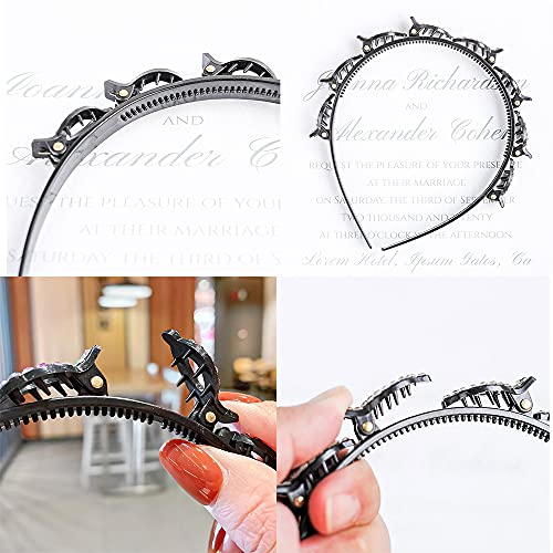 Shiqiao Spl Beling Crystal Pearl Headband For Women Hairband With Clips Baroque Bejeweled Headbands For Women Double Bangs Hairstyle Hairpin Headband 2Pcs #TOP1