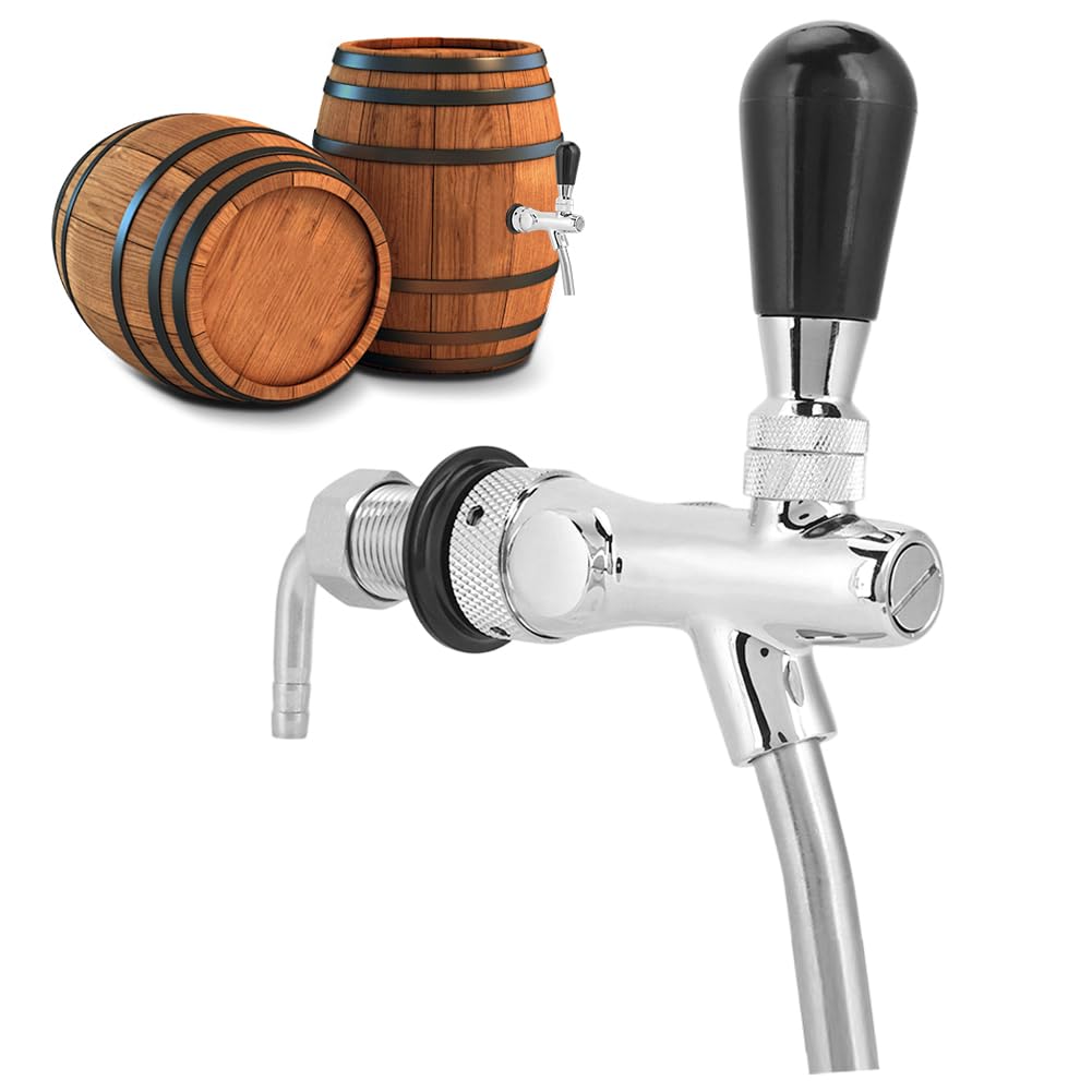 Bier Zapfhahn G5/8 Zoll, Fassbierhahn mit Kompensator | Verchromter Bierhahn mit Durchflussregler, einstellbarer Zapfhahn für Keg, Hausbar & Restaurant