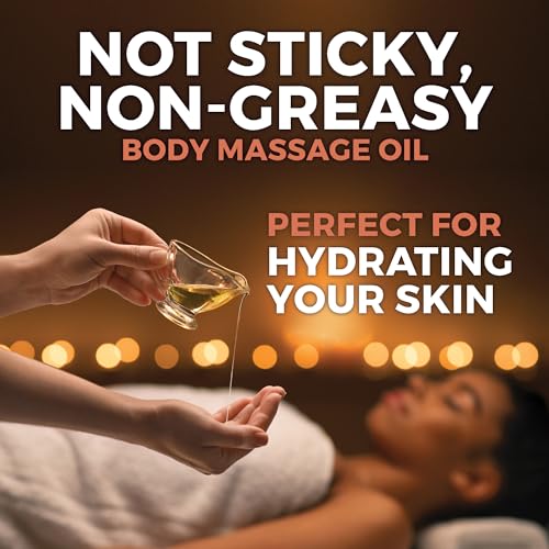 Image of Viva Naturals Organic Massage Oil Unscented (8 fl. oz.) - Non-Greasy Body Oil with Mess-Free Pump, Moisturizing Massage Oils for Massage Therapy, Non-GMO and Certified Organic, 237 mL