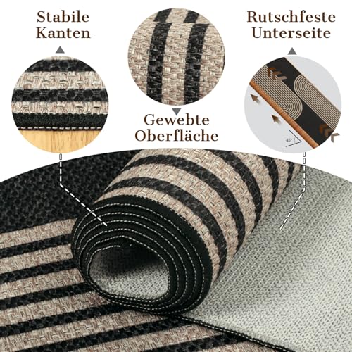 TUKDAK Weben Teppich Läufer Flur rutschfest 80x200cm, Waschbar Küchenteppich, Flurläufer Modern, Teppichläufer, Küchenläufer, Flur Teppich… – Ansicht 3
