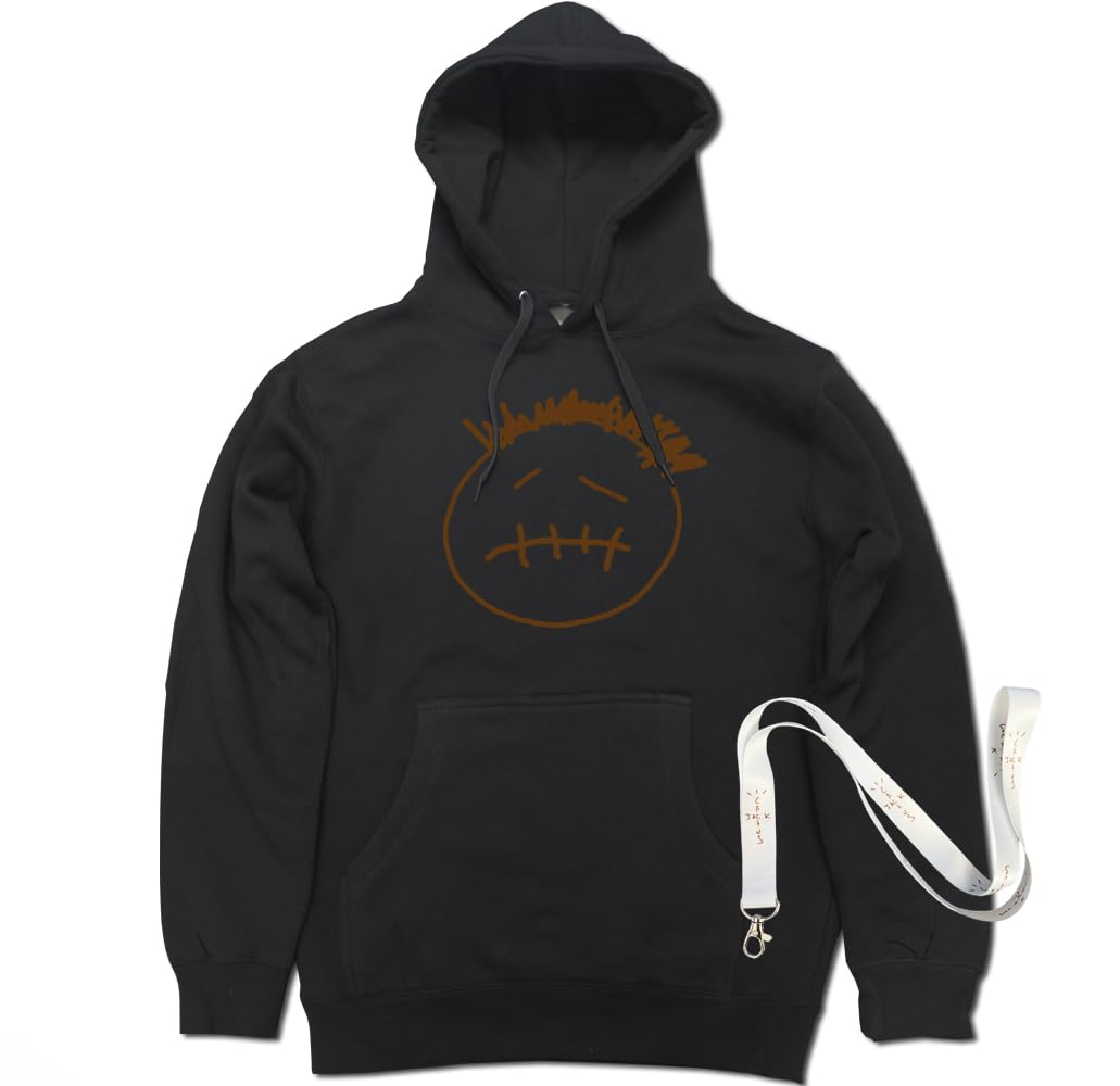 FTD Apparel Men's Face Logo AJ1 Black/Brown Pullover Hooded Sweater - Small Black/Brown