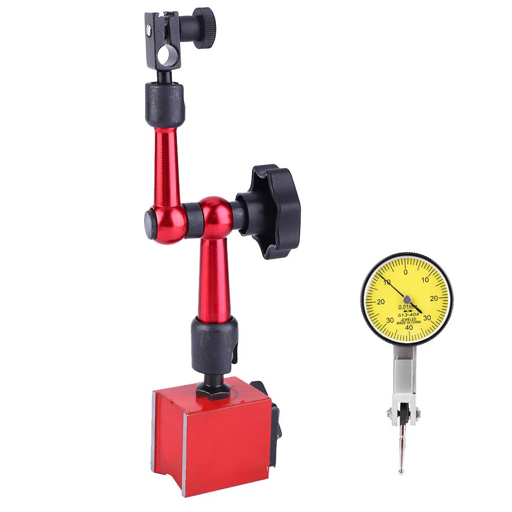 Quadrante di Precisione,Comparatore Centesimale Digitale 0-0,8mm con Base Magnetica Set Indicatore Metrico,Staffa Flessibile Braccio Porta Quadrante Controllo ON/OFF