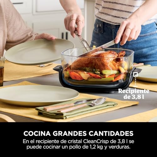 Ninja CRISPi Freidora de Aire portátil, 3,8 l, 4 en 1, freír con Aire, Asar, Mantener Caliente y gratinar, compacta, Incluye 2 recipientes de Vidrio extraíbles y Tapas, 1700 W, Salvia, FN101EUSG - imagen 13