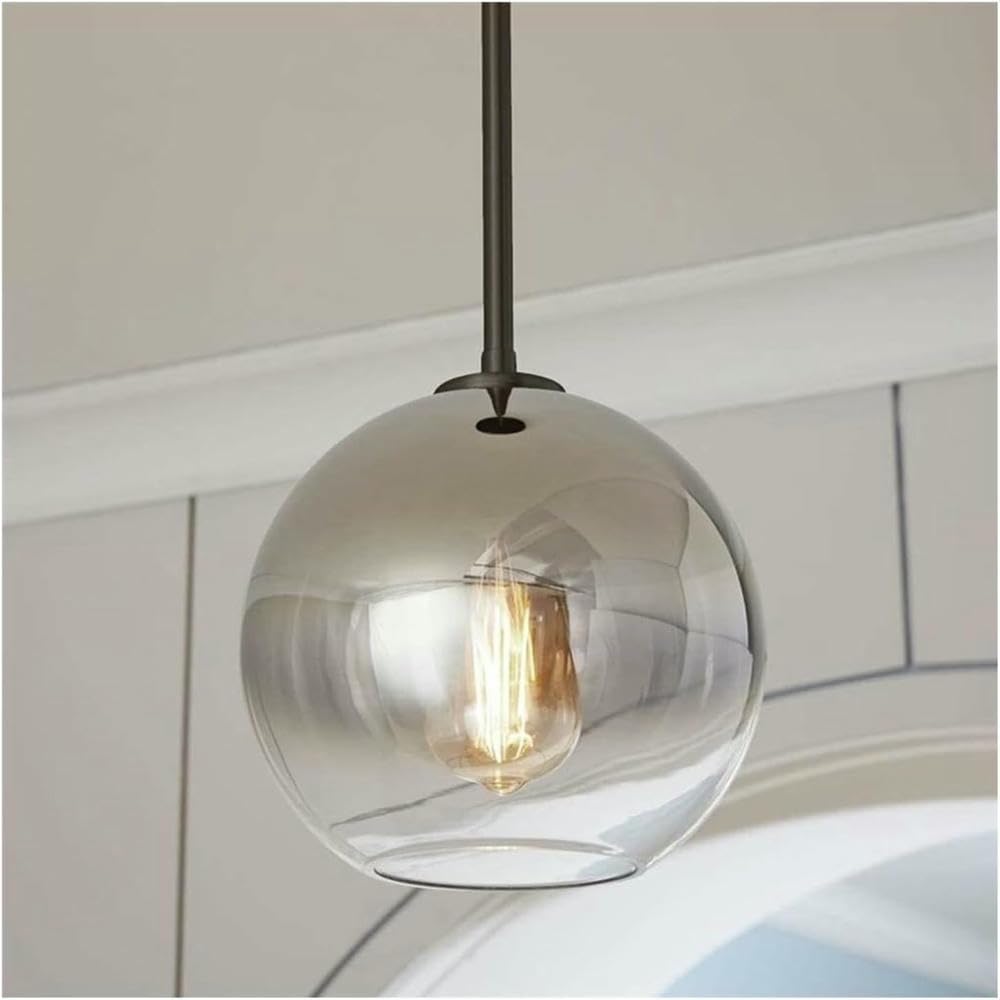 ITOSUI Pendant Lamp Modern Ball Glass Chandelier Globe Gradient Pendant Light Adjustable Sphere Hanging Lamp Fixture for Kitchen(White,15cm/5.9inch)
