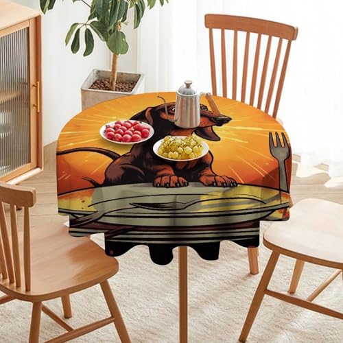 Nappe ronde teckel 152cm lavable, protection de table ronde antitache et imperméable chic - 7
