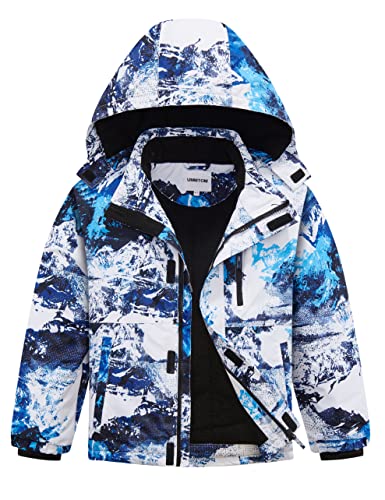 Ummtom SKI082505028 Boys Waterproof Ski Jacket Fleece Lined Warm Winter Snow Coat Hooded Winter Jacket cover