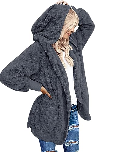 Zeagoo Fleecejacke Damen Strickjacke Frau Teddy Mantel Plüschjacke...