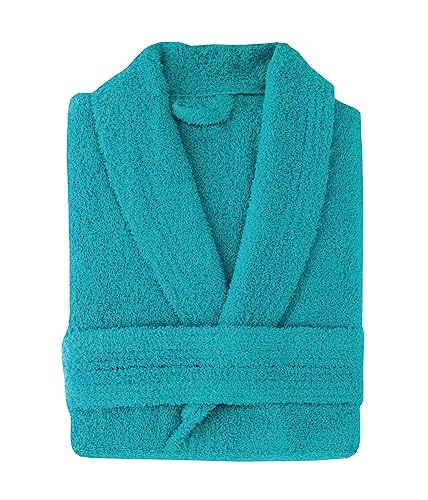 NH NOVOTEXTIL HOGAR Albornoz de baño de Algodón cardado sin capucha. 100% Algodón premium Densidad 450gr. Tejido ultra suave y absorbente. Tamaños S, M, L, XL y XXL (L, Aguamar)