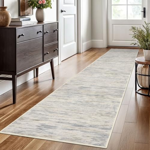 2x10 Gray Beige Neutral Multi Modern Abstract Runner Rug for Hallways, Super Soft Hallway Decor Kitchen Rugs with Non-Slip, Non-Shedding Washable Rug for Hallways Entryway Laundry Indoor