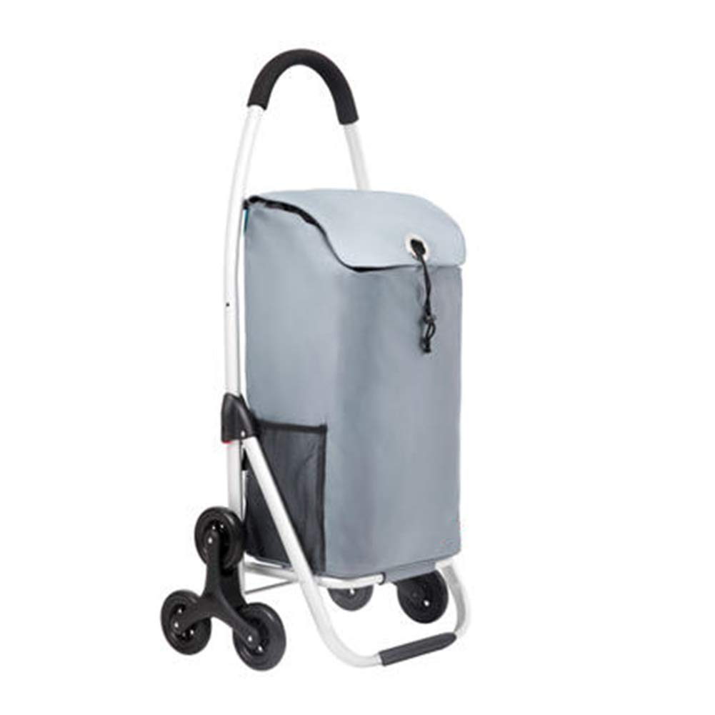 Lightweight Shopping Trolley Foldable,Shopping Trolley Aluminum Alloy Foldable Oxford Cloth Climb Building Waterproof Rubber Wheel Wear-resistant, 7 Colors (Color : Gray)