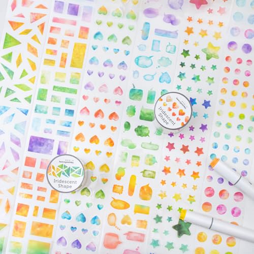 Alideco 6個 マスキングテープ かわいいロレトロな水彩の形状透明な耐水性 インク PET 粘着 テープ 広幅 DIY おしゃれ マステ シール (huancaixingzhuang)