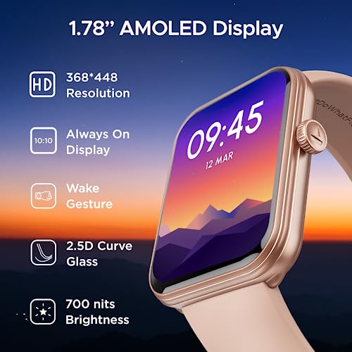 Image of Boat Xtend Plus Smart Watch w / 1.78 inch (4.5 cm) AMOLED Display, Coins, Advanced BT Calling, 100+ Sports Mode, Always On Display, HR & SP02 Monitoring & Stress Monitoring(Rose Pink)