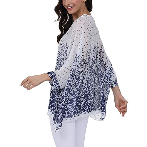 Image of Ckikiou Plus Size Batwing Flowy Semi Sheer Chiffon Blouse Tunic for Women Summer Floral Print Boho Beach Cover ups