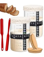 Sourdough Starter Jar Kit, DIOZYRA 2 * 35 Oz/1000ml Sourdough Starter Jar With Thermometer, Silicone Scraper, Cloth Cover &amp; W ood Lid, Reusable Sourdough Tools, Use for Home Bakery(12Packs)