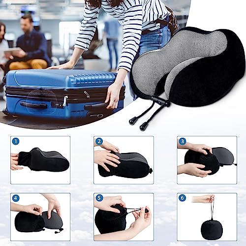 Travel-Pillow-Neck-Pillow-Memory-Foam-Neck-Pillow-for-Travel-by-PlanesCarsTrains-and-Home-Offices-Travel-Neck-Pillow-and-Comfortable-Head-Support-Pillow-Soft-Sleeping-Rest-Cushion-Black