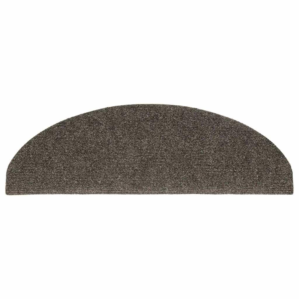 Lot de 15 tapis d'escalier autocollants 65 x 21 x 4 cm Anthracite semi-circulaire Grand modèle Marches d'escalier antidérapantes en polypropylène Lavable en machine pour l'intérieur