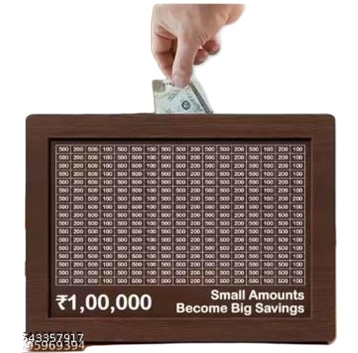 KUMAWAT Enterprises 1,00,000 Savings Challenge Wooden Money Frame | Money Saving Box with Tracker | Piggy Bank for Home & Office_KUM_Box_253-image-49