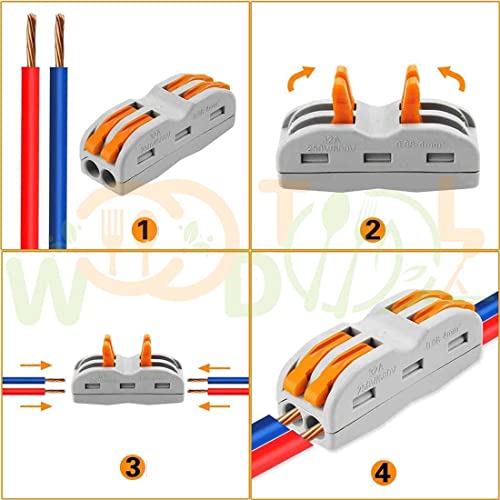 Image of 2 to 2 Inline Compact Connectors - Circuit Inline Splices - Wire Terminals - Electrical Connectors - Circuit Terminal Blocks (4pcs, 2 to 2 Inline, Orange)