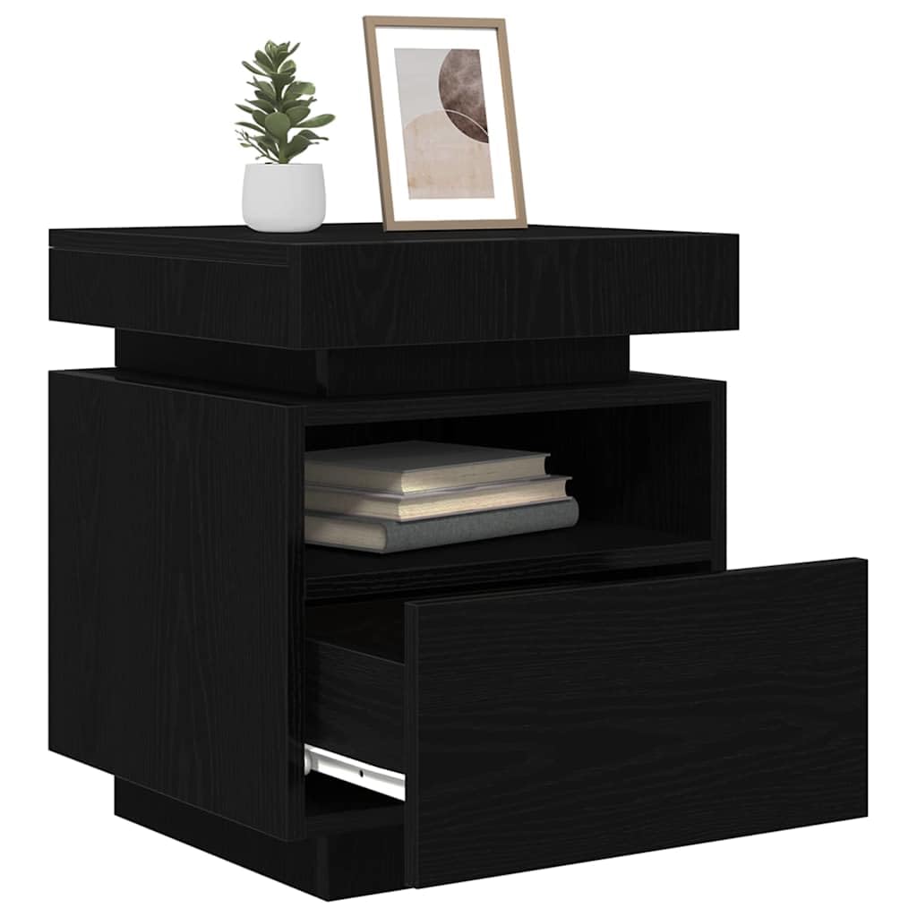 vidaXL Bedside Cabinet 2 pcs Black Oak 40 x 39 x 48.5 cm
