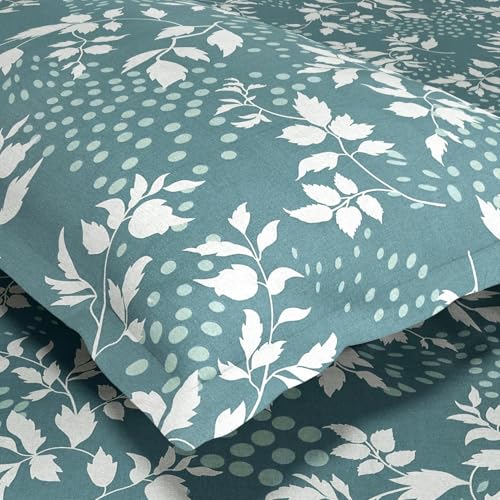 Image of Haus & Kinder King Size Bedsheet for Double Bed with 2 Pillow Covers 108 x 108 Inches | 144 TC Cotton Bedsheet for King Size Bed - Green Foliage