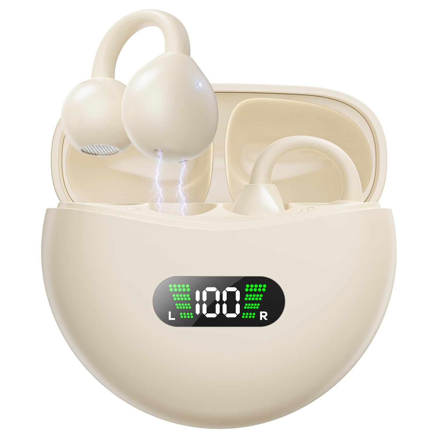 EXECCZO Ear Clip Earbuds Mini Open Ear Headphones Bone Conduction Earphones， True Wireless Bluetooth Headphones for Sport Workout Driving Walking