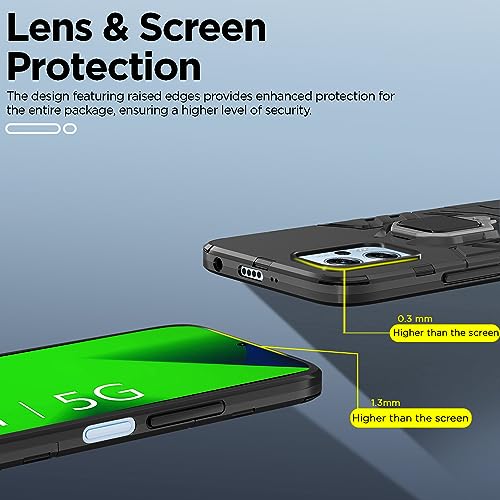 Image of Pikkme Redmi K50i 5G Back Cover | D5 Tough Armor Bumper | 360 Protection Case | Ring Holder Stand Case for Redmi K50i 5G (Black)