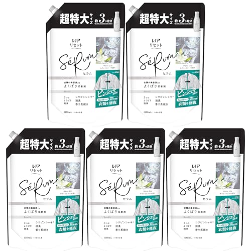 【まとめ買い】 レノア リセットセラム ホワイトリリーの香り つめかえ用 超特大サイズ × 5セット