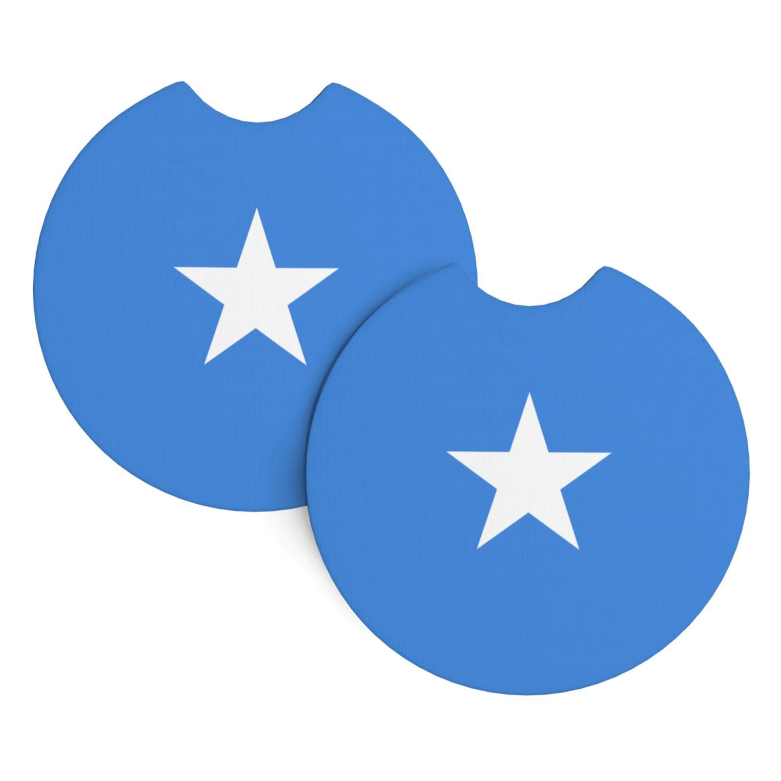 Somali Flag Printing Car Coasters 2 Pack - Durable Waterproof, Odorless, Easy to- Interior Car Accessories for Women and Menon